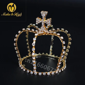 

US/UK/AU Shipping Women Mini Cross Crown Wedding Bridal Crowns Queen Crystal Rhinestones Tiara party Hair Accessories Diadem