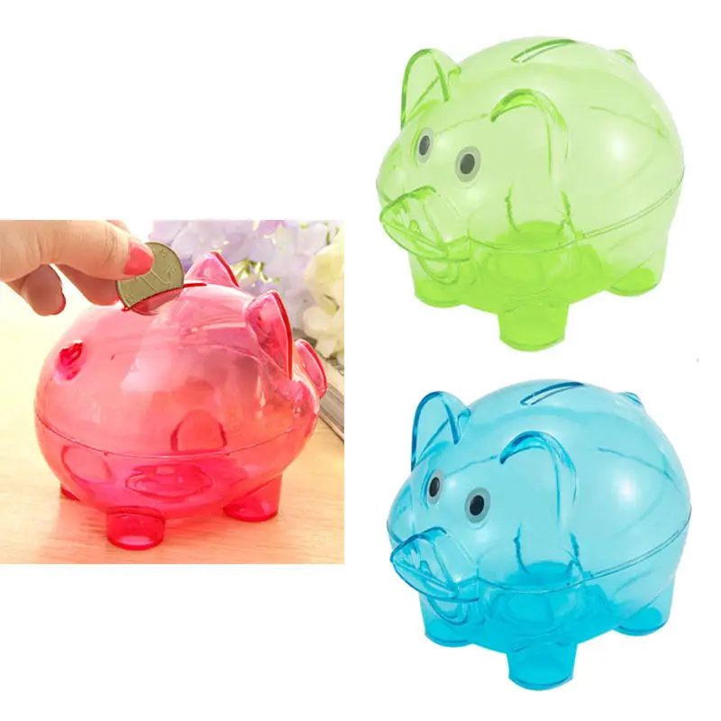 Clear Piggy Bank Coin Penny Cents Bank Money Saving Box Plastic Cash