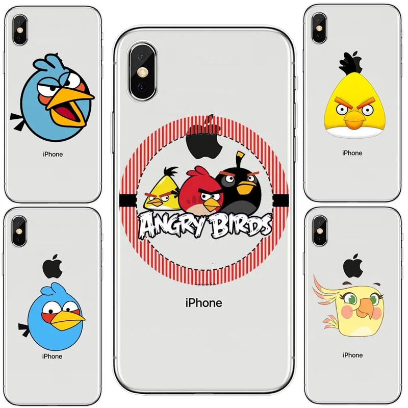 

Fashion Cute Angry Bird silicone TPU Phone Case For iphone 4S 5C X 10 XS 8 plus XR XS Max Case Cover