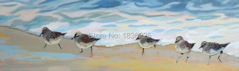 birds on beach wall painting