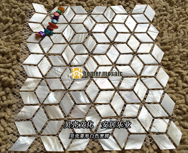 

diamond scale pure white shell mosaic tiles MOP mother of pearl wall kitchen backsplash background wall mosaic tiles fashion