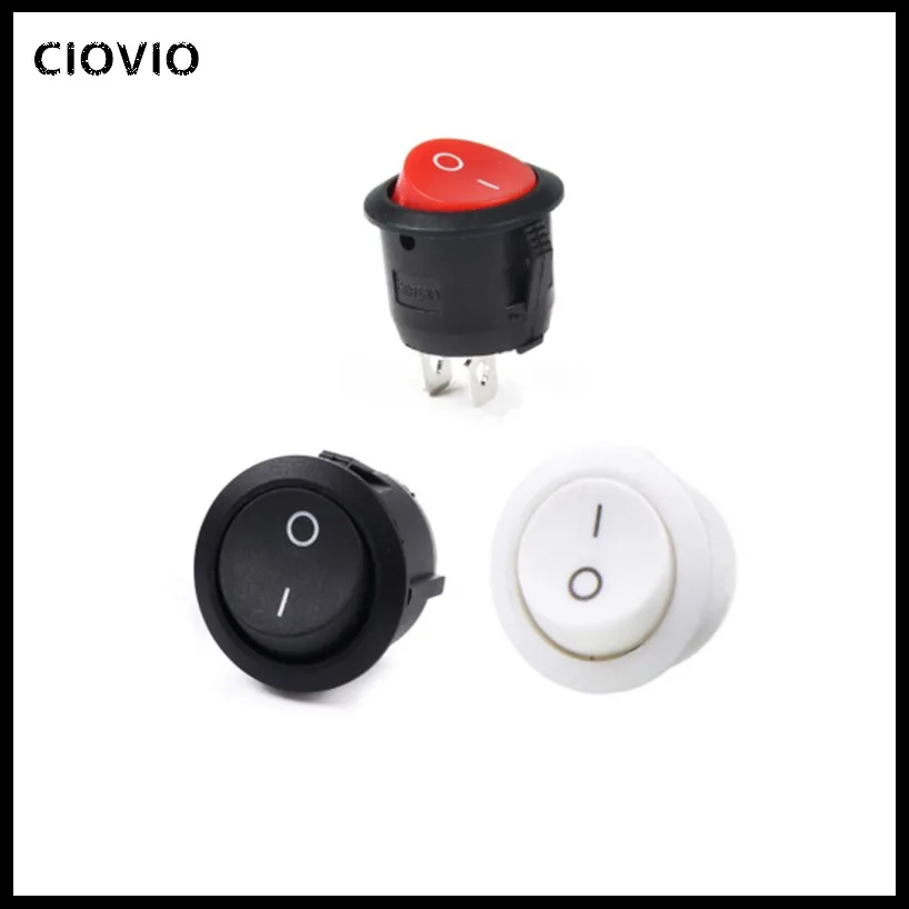 10Pcs 16mm Diameter Small Round Boat Rocker Switches Black Mini Round Black White Red 2 Pin ON-OFF Rocker Switch