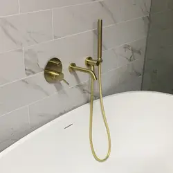 Настенные матовый золотой набор для ванны и душа ванной горячая холодная 2 Функция смеситель клапан Ванная комната смеситель для душа