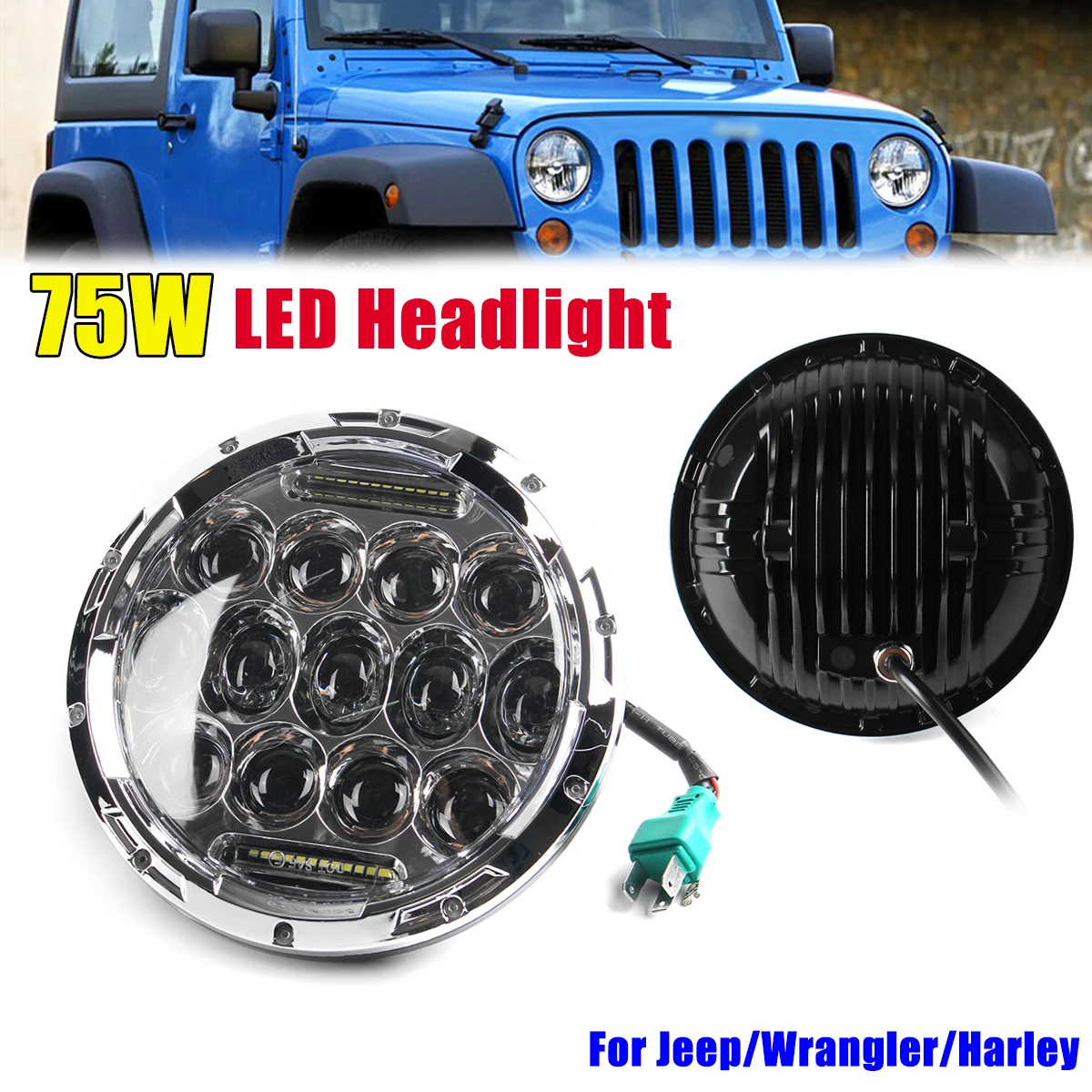 

1Pcs 7'' 75W LED Car Headlight Automobile Prevent Dizziness