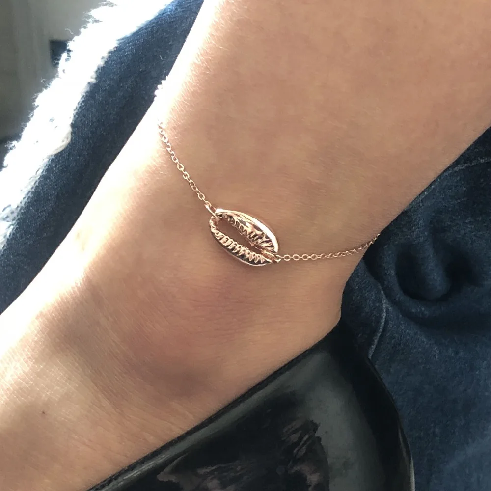 

Romantic Metal Shell Bracelet Beach Chain Bracelet Fashion Girl Silver and Gold Summer Style anklet foot chain on feet 3 colors