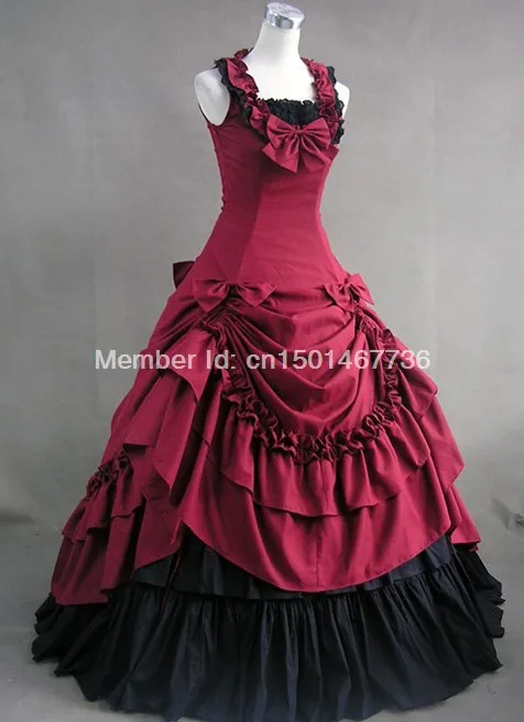 Элегантный красный и черный без рукавов Готический Лолита викторианское платье