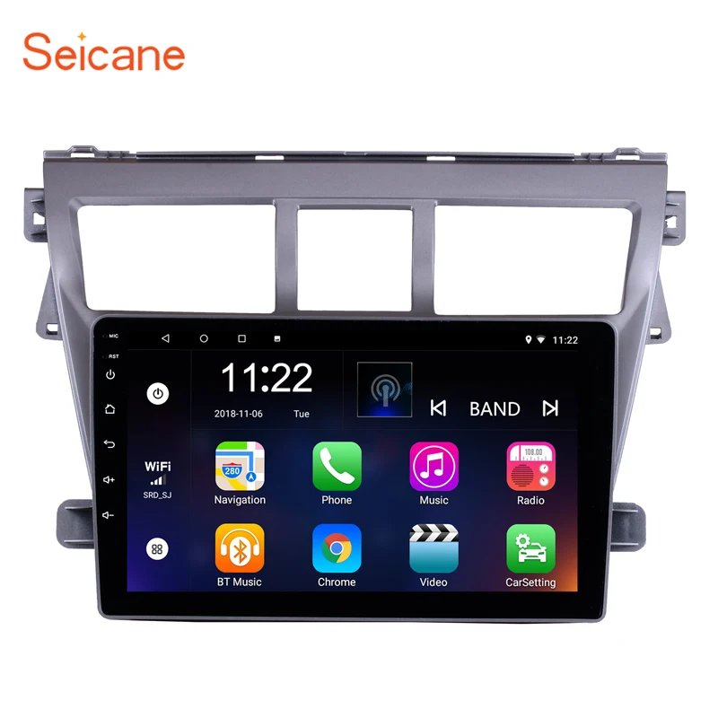 

Seicane 2Din 9" Android 8.1 GPS Car Radio For 2007-2009 2010 2011 2012 Toyota VIOS Multimedia Player Touchscreen Head Unit