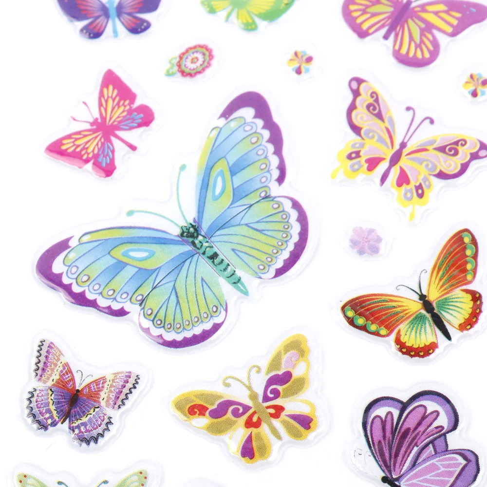

10 Sheets Colorful Butterflies Scrapbooking Bubble Puffy Stickers Kawaii Emoji Reward Kids Toys Sticker Stationery Set