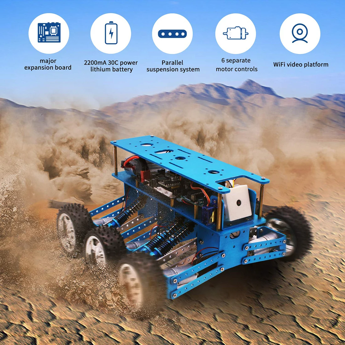  High Quality 6WD Off-Road Robot Car With Camera For Arduino UNO DIY Kit Robot For Programming Intel
