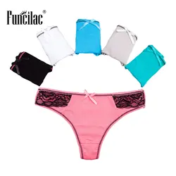 FUNCILAC нижнее белье Для женщин сексуальные кружевные стринги лоскутное G String трусики с низкой посадкой трусики хлопковые трусы белье трусы 5