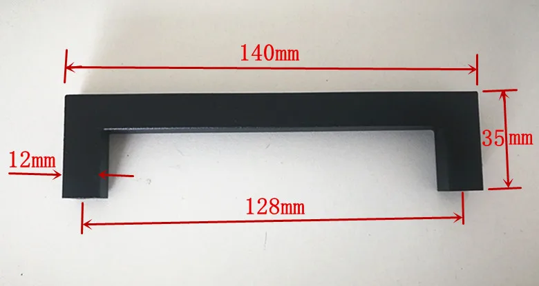 5 шт./лот 12*12 мм матовый черный шкаф ручка квадратный бар нержавеющая сталь Ручка для кухонной двери мебель выдвижной ящик "~ 24" - Цвет: Hole spacing 128mm