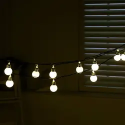 6 м 20 светодиодов крюк Круглые лампы типа фестон вечерние сказочные гирлянды для внутреннего наружного с молочно-белым абажуром BZ531
