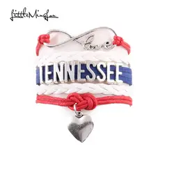 Маленькая MingLou бесконечность любви Теннесси Подвеска для браслета в форме сердца браслеты и браслеты для мужчин и женщин кожа braid родном