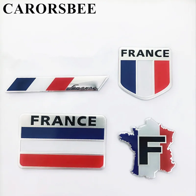 

3D Aluminum alloy France Flag Emblem Badge Car Sticker Auto Decals Motorcycle Automobile Accessories For Peugeot Citroen Renault