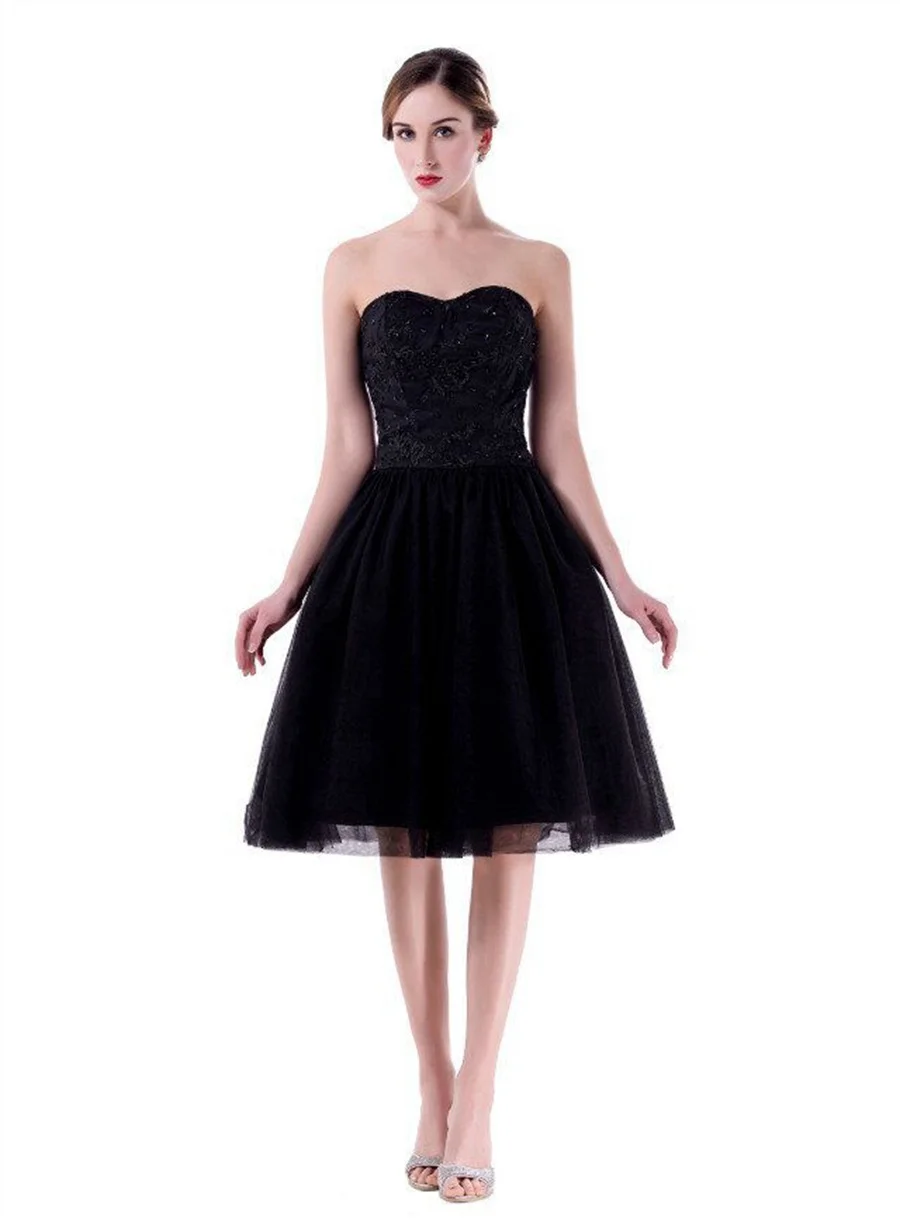 

2019 Black Sweetheart Backless Short Dress Homecoming Embroidery Beaded Lace-up Evening Gown Sleeveless Knee Length Vestido