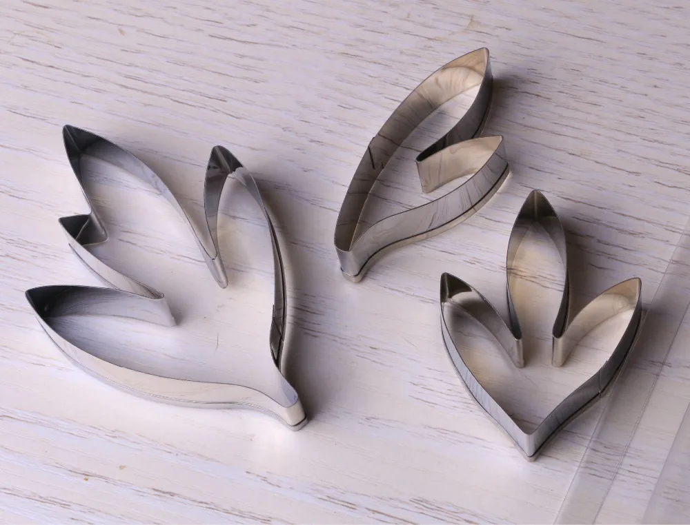 

3Pcs/Set Peony Leaf Stainless Steel Cutter Floral Leaf Decoration Cookie Cutter Fondant Cupcake Chocolate Mold Paste Tool A805