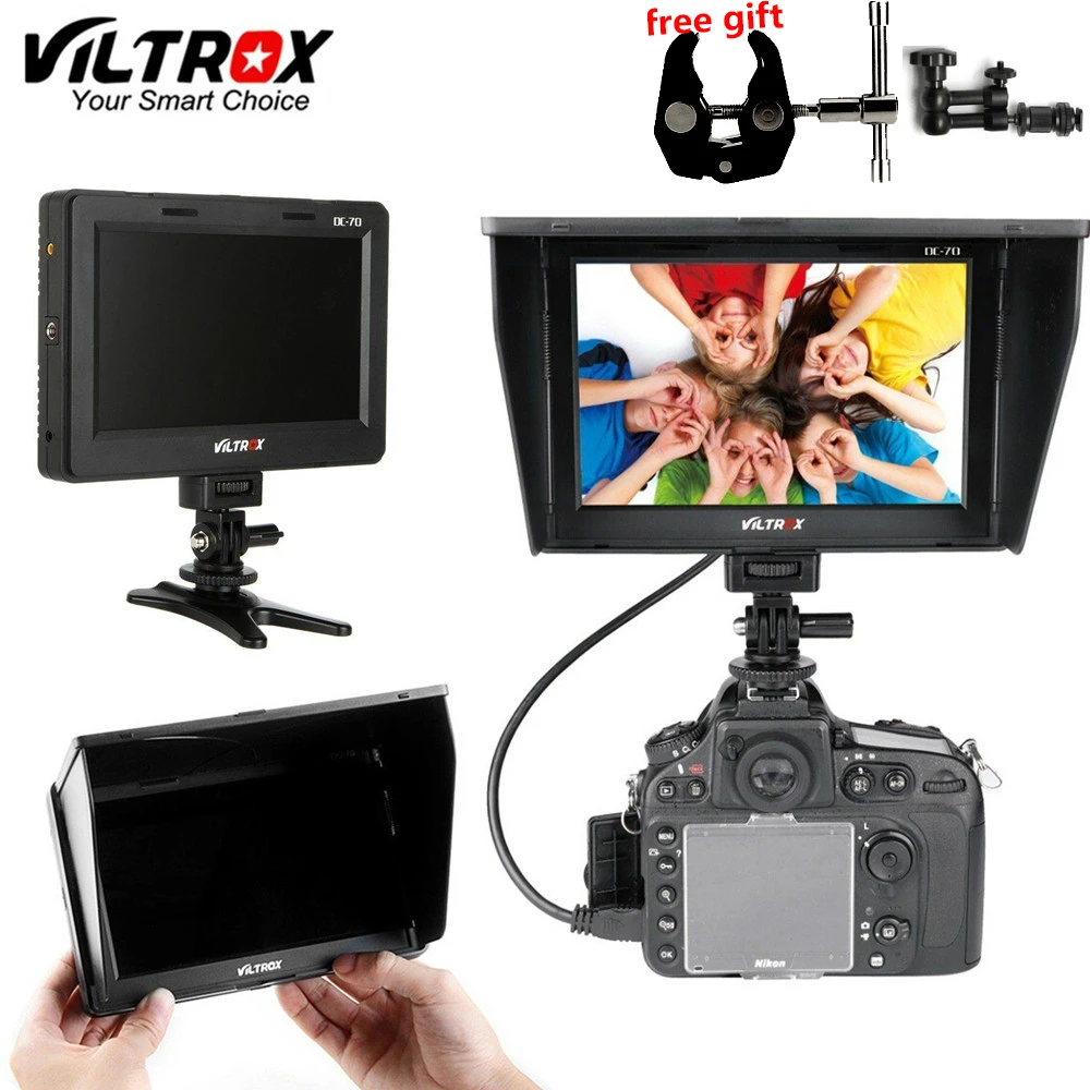 

Viltrox 7inch DC-70 II 1024x600 HD Video LCD HDMI AV Input Camera Monitor Display Field Monitor for Canon Nikon DSLR BMPCC