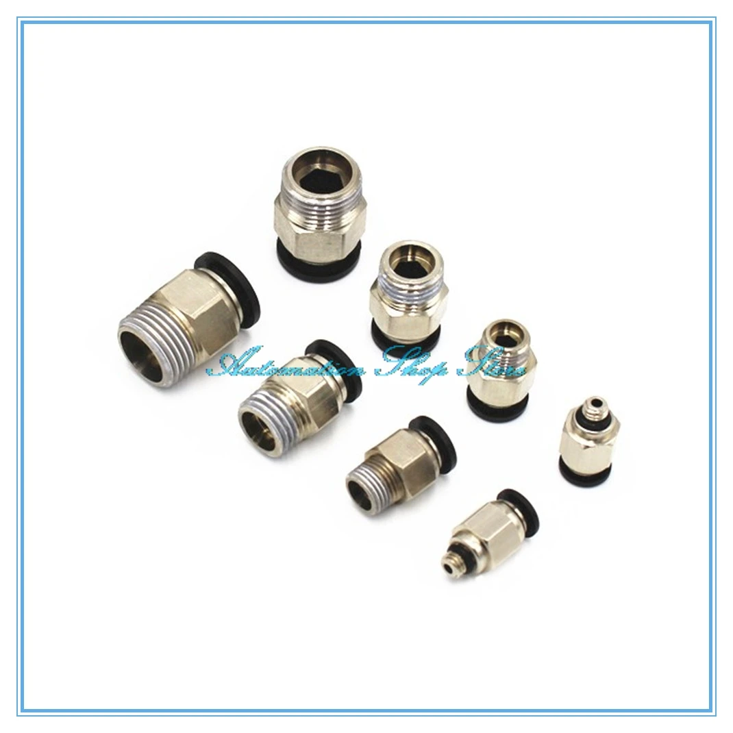 

Black Pneumatic Fittings 6-16mm OD Hose Tube M5 1/4" 1/8" 3/8" 1/2" Male Thread Push In Joint Air Gas Connector Quick Fittings