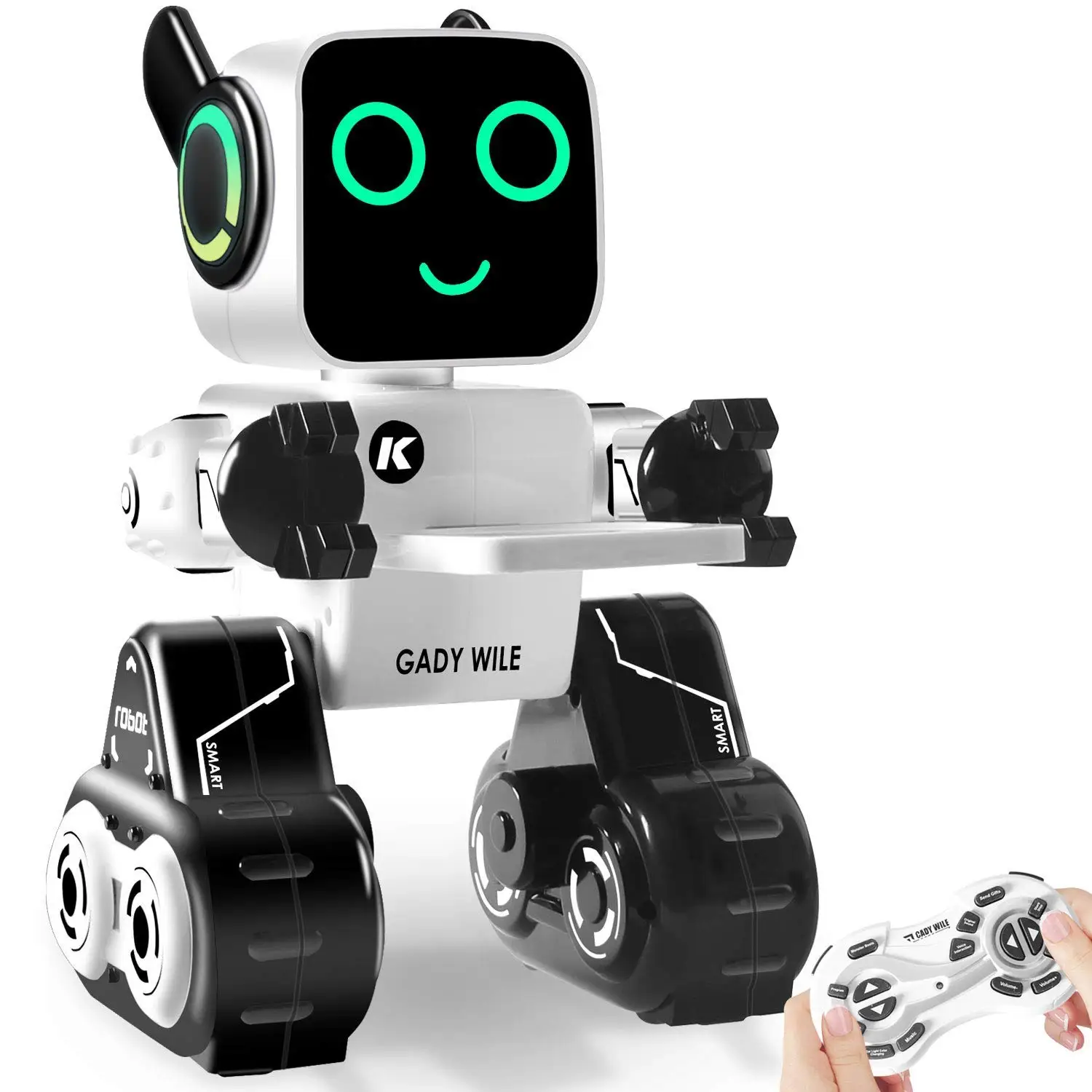 

Remote Control Toy Robot for Kids,Touch & Sound Control, Speaks, Dance Moves, Plays Music. Built-in Coin Bank. Programmable