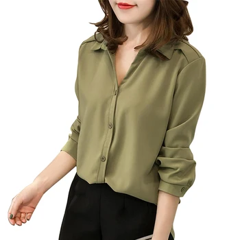 

Women Autumn Shirt Female Long-sleeved Wild Loose Slim Thin Shirt Lapel Solid Color Simple Bottoming Shirt Tops Plus Size