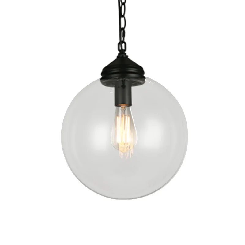 

BLUBBLE Nordic Glass Pendant Lights Dia20/25/30cm LED Vintage Spherical Hanglamp AC 110-240V Transparent Bedrooms Pendant Lamp