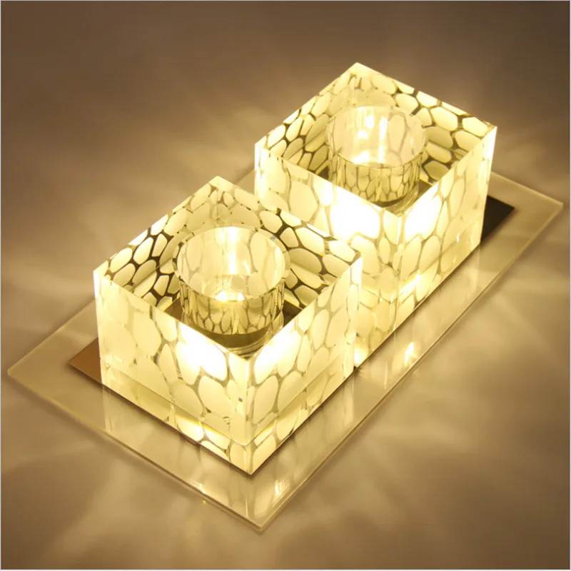

Modern Square Crystal LED Ceiling Light Rectangle 2 Lights LED Ceiling Lighting Fixture For Indoor Lamp lamparas de techo