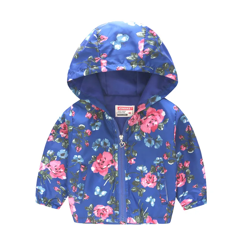 Детские куртки для мальчиков и девочек; детская ветровка на молнии с капюшоном; осеннее пальто с цветочным принтом; водонепроницаемые