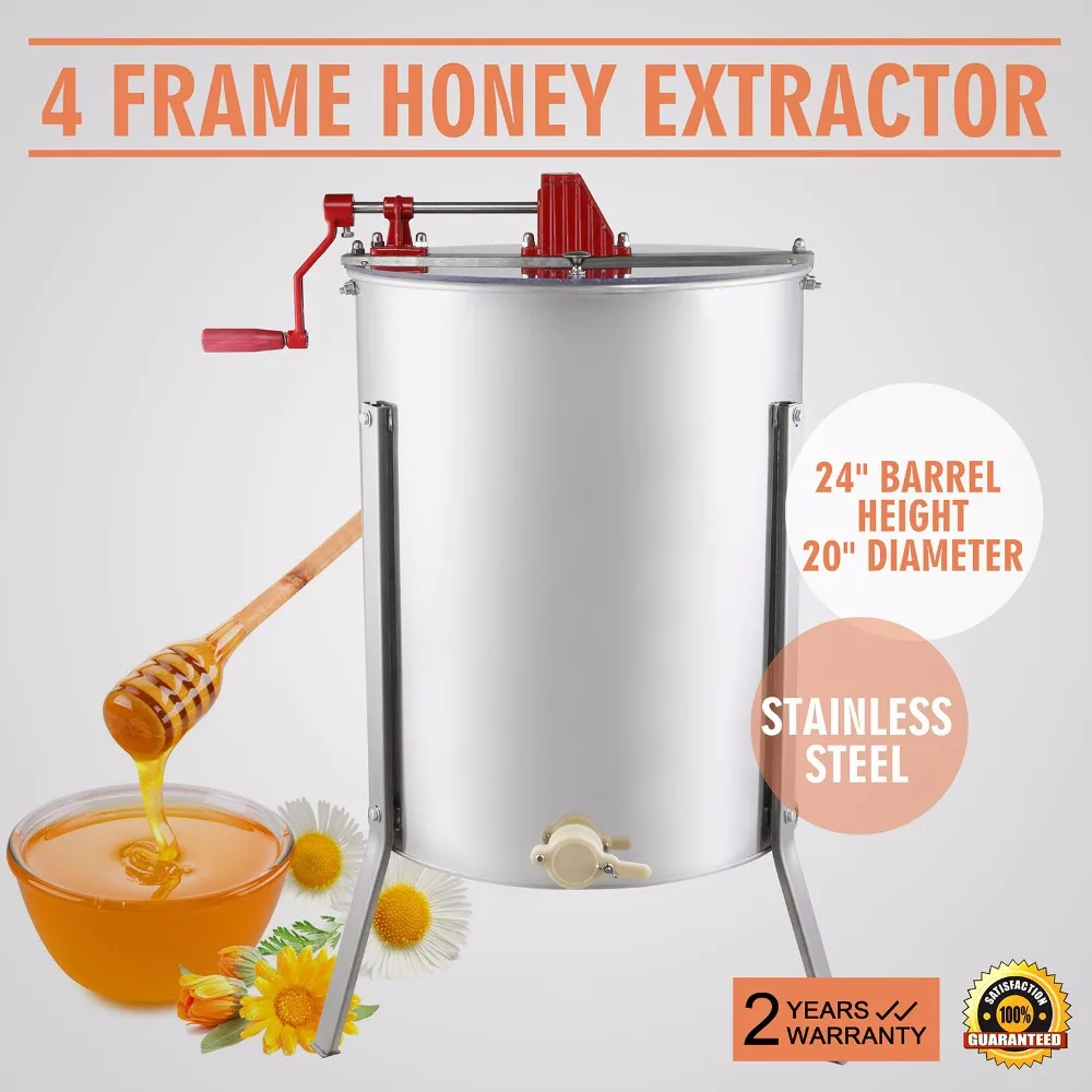 

Manual Honey Extractor Brand New Large Four 4 Frame Stainless Steel Manual Honey Extractor