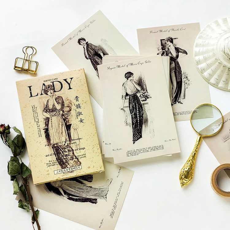 

30pcs lady fashion multi-use Scrapbooking party invitation DIY Decoration gift card message card postcard greeting card