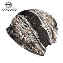 Флисовая осенне-зимняя шапка для мужчин и женщин, повседневная Кепка, военные камуфляжные летние шапочки без полей, вязанная хлопковая шапка Skullies, теплый мужской шарф, камуфляж