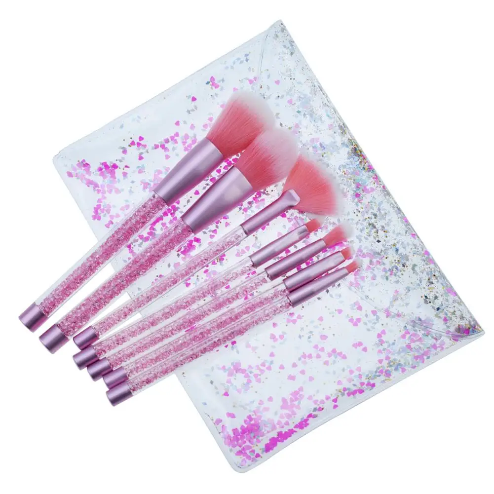 7pc Rhinestone Glitter Crystal Makeup Brushes Set Powder Foundation Eye