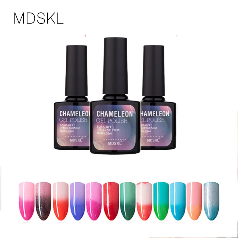 

MDSKL 10ML Temperature Color Change Nail Polish Snowy Thermal Chameleon UV Gel Polish Hybrid Lacquer Varnish Soak Off Gel Polish