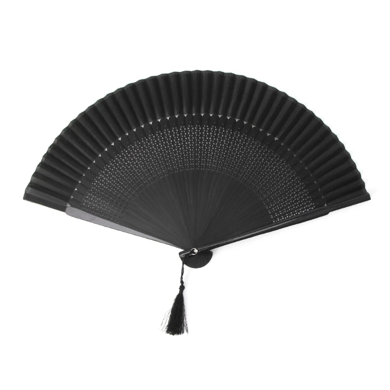 

Lightweight foldable Elegant Carved Hand Held Folding Fans Bamboo Wood Silk Folding Fans For Events
