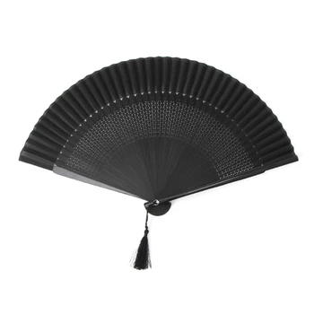 

Lightweight foldable Elegant Carved Hand Held Folding Fans Bamboo Wood Silk Folding Fans For Events
