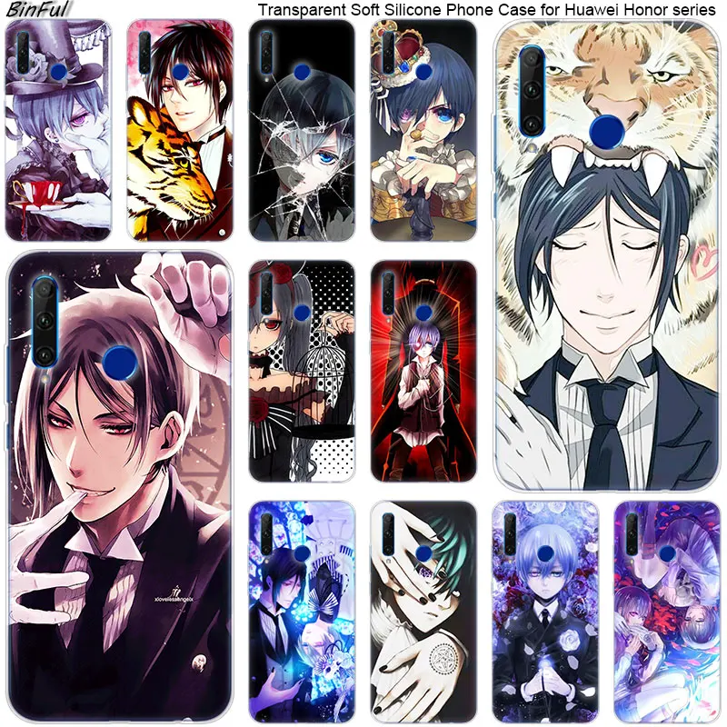 

Anime Black Butler and a cat Silicone Phone Case for Huawei Honor 20 20i 10 9 8 Lite 8X 8C 8A 8S 7S 7A Pro View 20 Fashion Cover