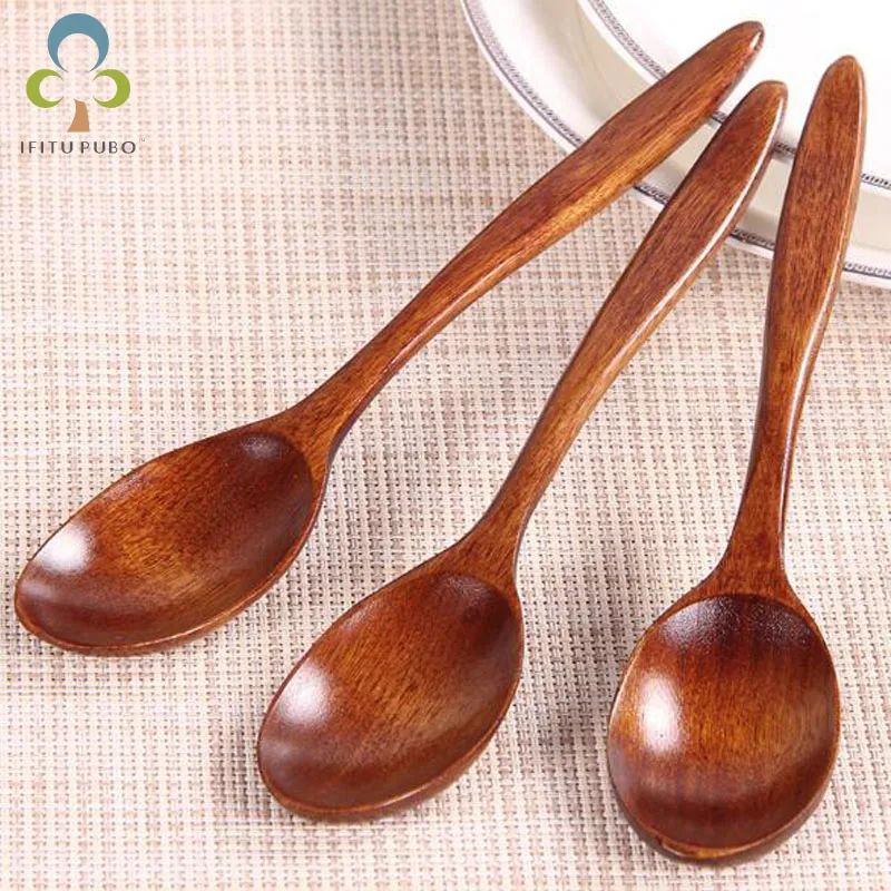1pc 18cm Wavy Wooden Spoon Japanese style small curved spoon Home