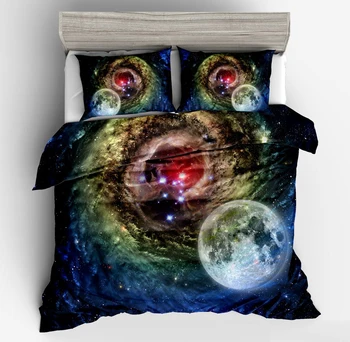 

Galaxy Decorations Duvet Cover Set,Space Theme View of the Planets Universe with Stars and Moon,Queen Size 3 Piece Bedding Set