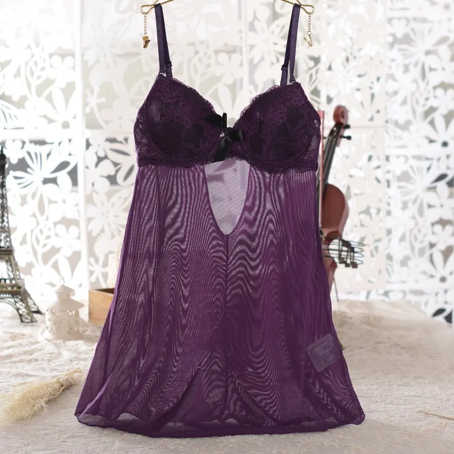 

Ladies transparent temptation with bra color net yarn B cup