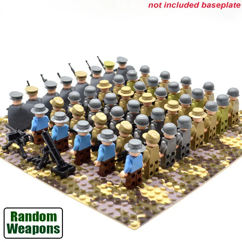Best 48pcs set WW2 Soldiers Military Soviet Union China USA UK France Japan Army Troops Building Blocks Bricks Toys