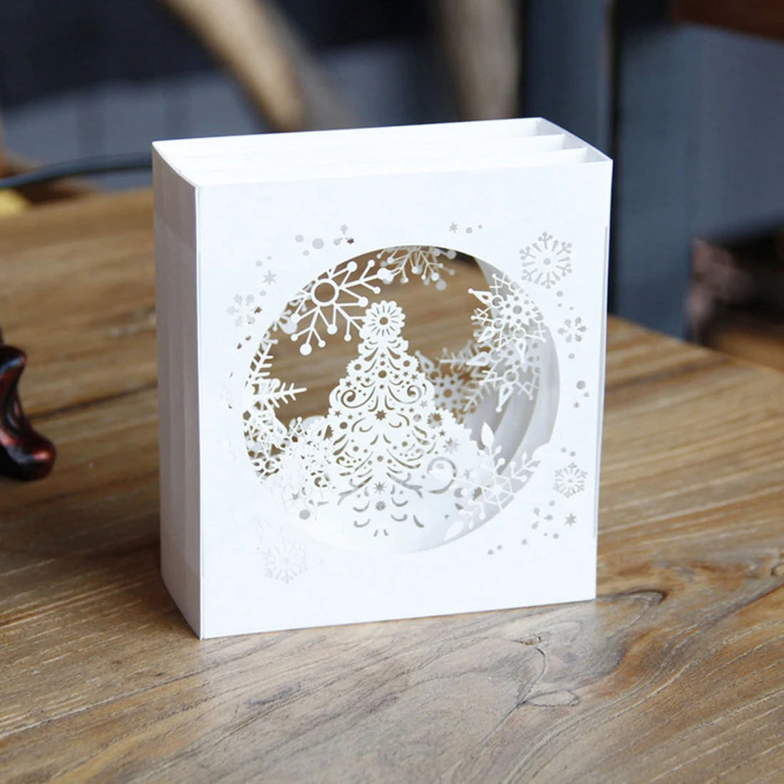 

3D pop up paper laser cut cards Merry Christmas 3D Tree Boxes snowflake design Greeging cards vintage postcards Message paper
