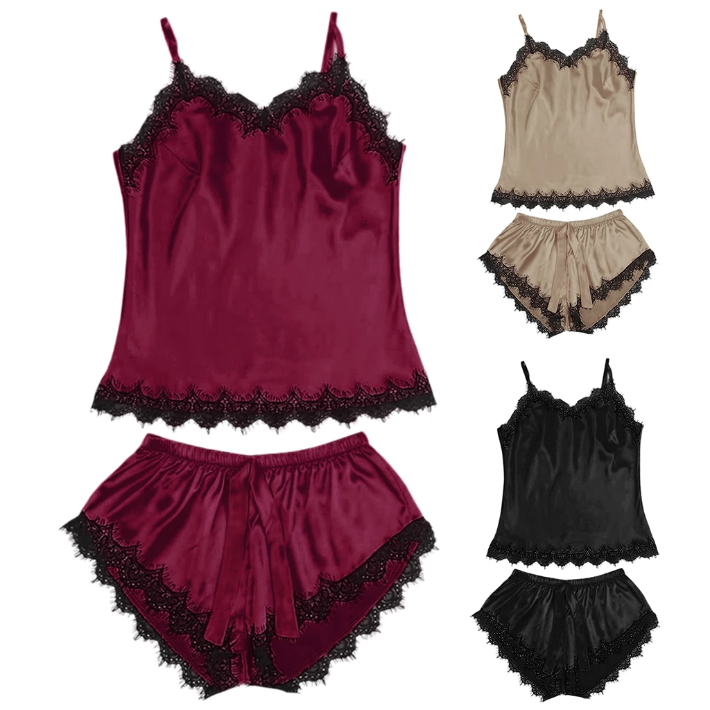 

Women Sexy Sleepwear Kit Ladies Sleeveless Lingerie Lace V-Neck Nightgown Polyester Pijama