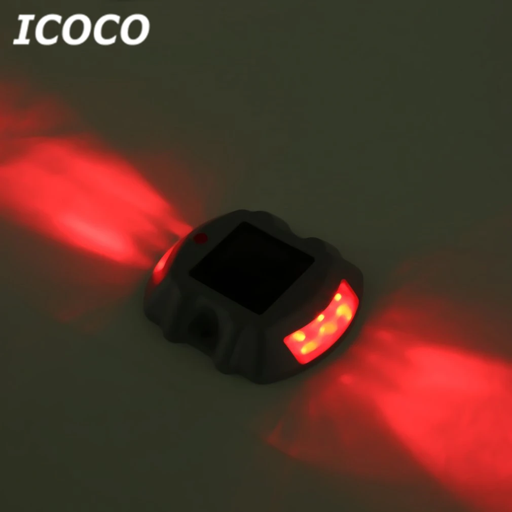 ICOCO Водонепроницаемый 6 светодиодный на солнечных батареях Спайк свет алюминиевого сплава свет светофора дачный пейзаж приводная лампа для дорога тропинка - Испускаемый цвет: Red