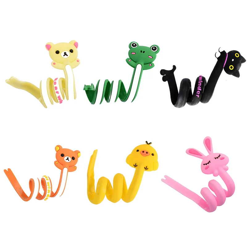 

1pc 6Colors Cartoon Animal Bobbin Winder USB Line Headphone Line Wire Long Winder Silicone Consumer Electronics Accessories