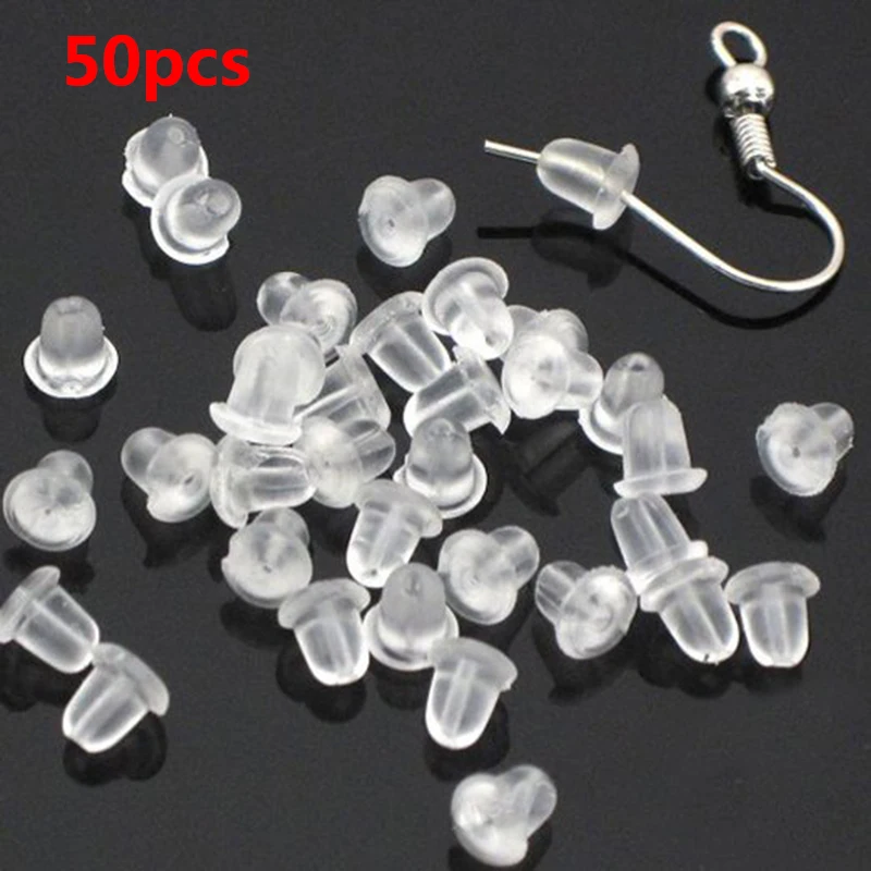 

50Pieces Stud Earring Transparent Rubber Stoppers Silicone Round Ear Plugging Blocked Earring Backs Stoppers EarEarstud Findings