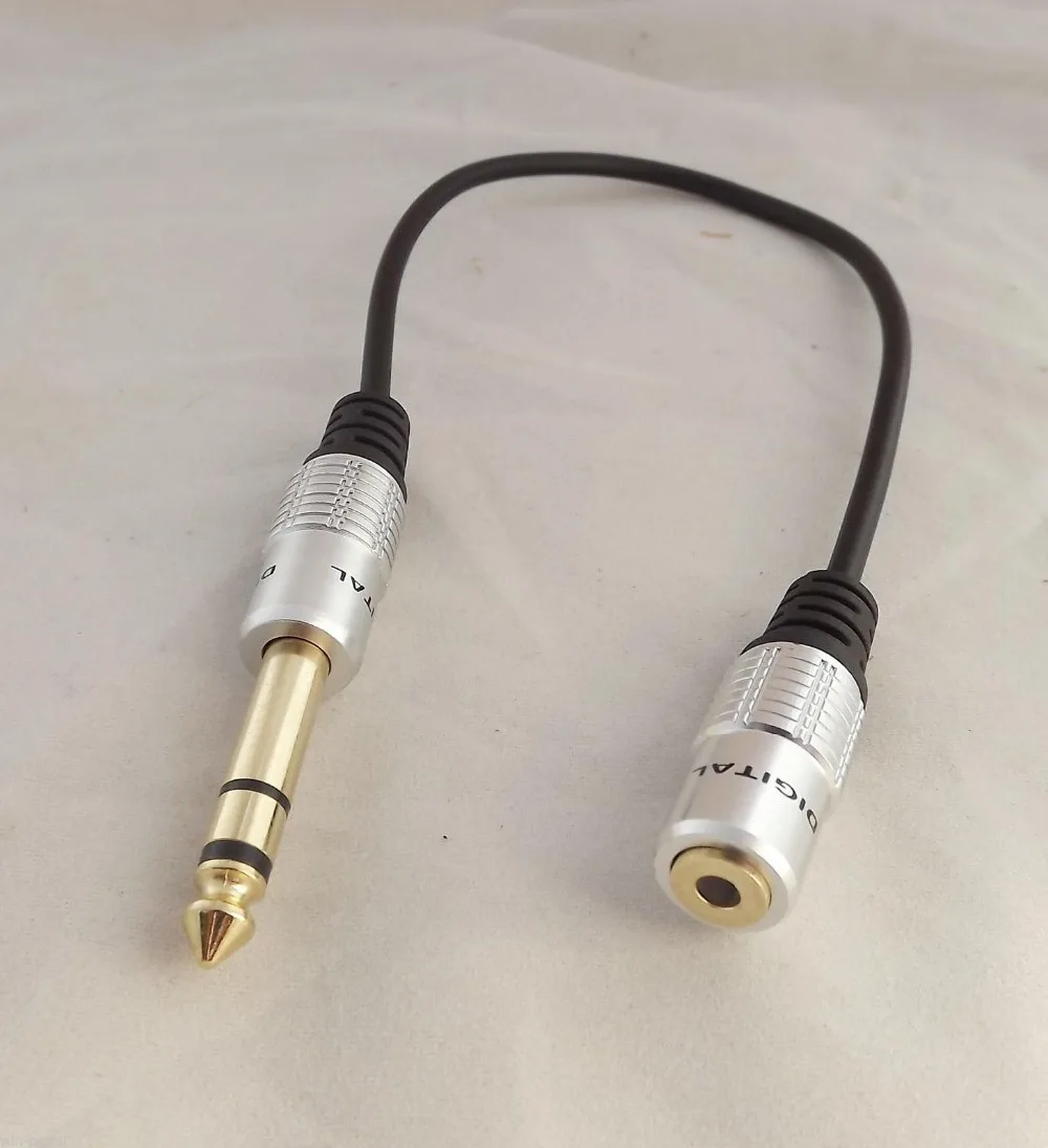 

1pcs 6.35mm 1/4" Male Plug To 3.5mm 1/8" Female Jack Stereo Mic Audio Cable 30cm 12in