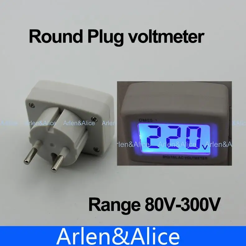 

LCD AC Digital Voltage meter Voltmeter 80-300V Switch EURO 2 Round Plug Volt Power Monitor AC Panle Meter blue backlight