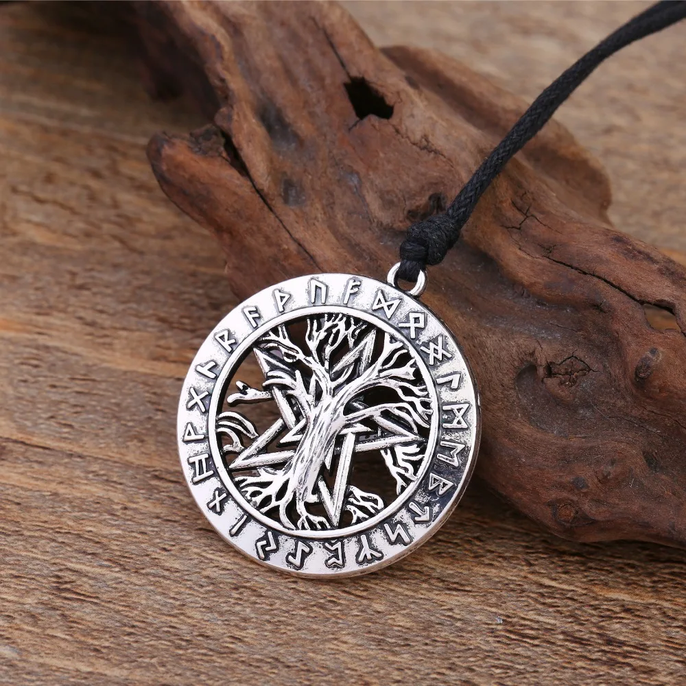 Dawapara Tree Of Life Necklace Wiccan Pentacle Star Circle Pentagram