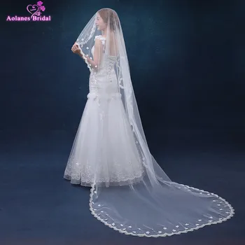 

IAOLANES In Stock High Quality 3 Meters Wedding Veils White/Ivory Lace Edge Appliques Bridal Veils Wedding Accessories