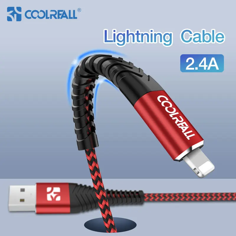 

Coolreall 2.4A Charging for iPhone cable Data Cord Mobile lightning cable USB Charger for iPhone 5 5S 8 7 6s Plus X XS MAX XR