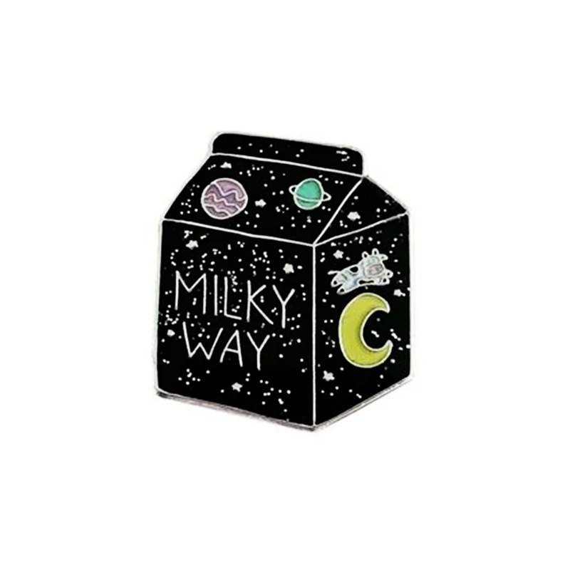 

Milky way hard enamel pin space universe brooch starlight milk carton badge magical cosmic jewelry astronaut gift